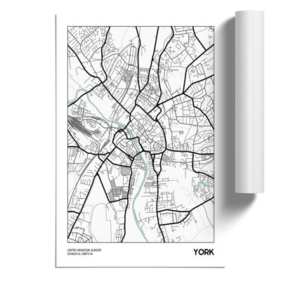 Map York UK - Frameless Print