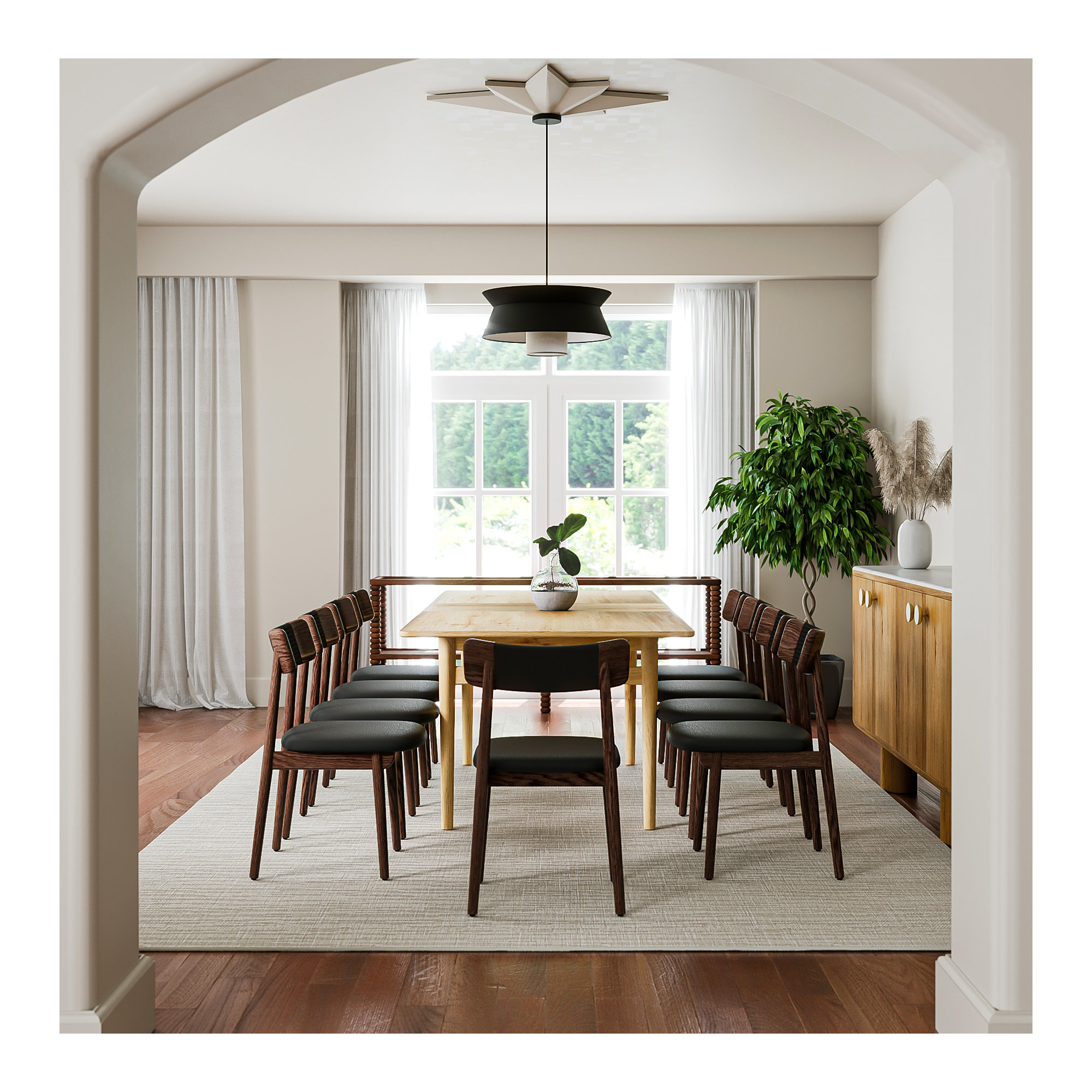 Sakina Leather Dining Chair, Black, Brown