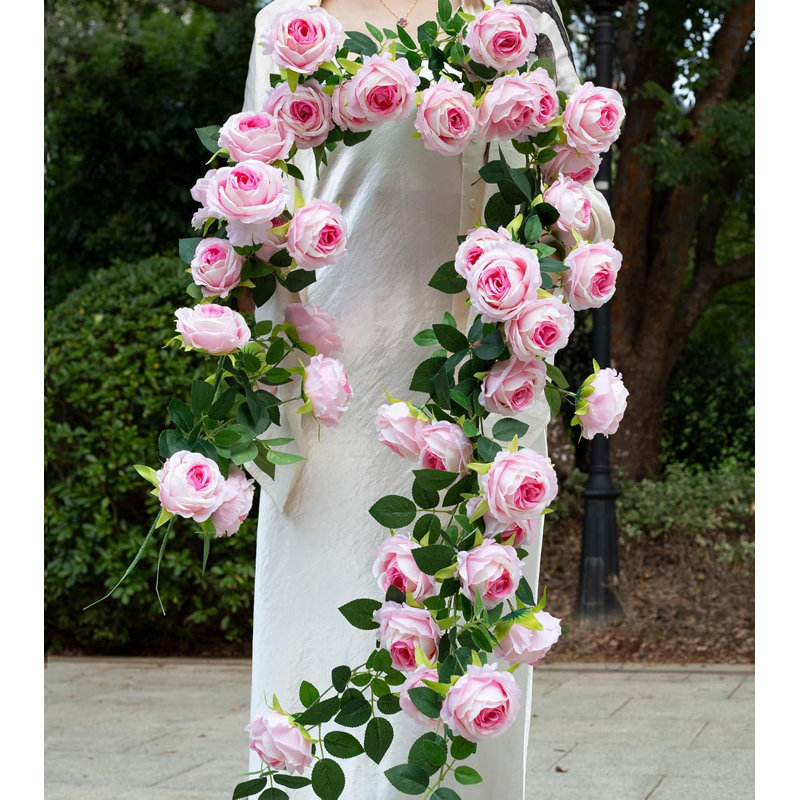 2 pièces guirlande de fleurs artificielles pliables 12 pi