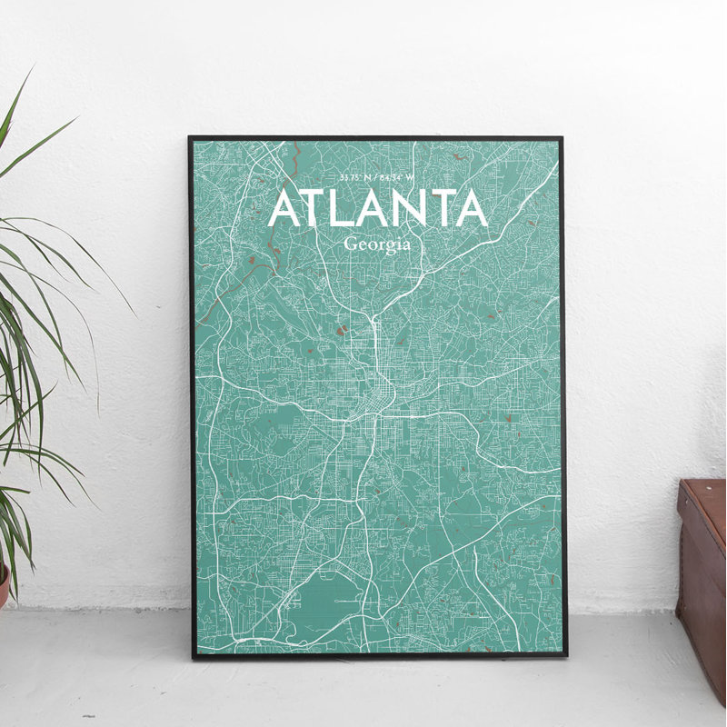 Atlanta City Map - No Frame Print, 43cm H x 28cm W x 0.13cm D