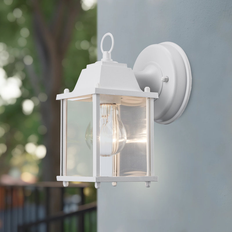 Lanterne murale d'extérieur en verre transparent à 1 ampoule H 8 po Terrazas, Blanc