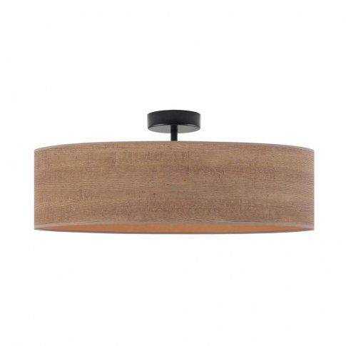 Bislim Fabric Semi Flush Mount, Light Brown, Black