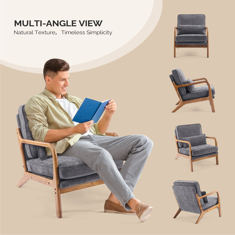 Fauteuil en chenille Mid-Century, Gris