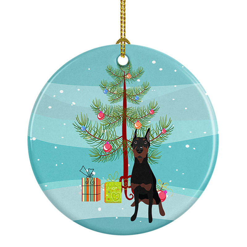 Ornement en céramique Doberman Pinscher, Oreilles noires Doberman Pinscher