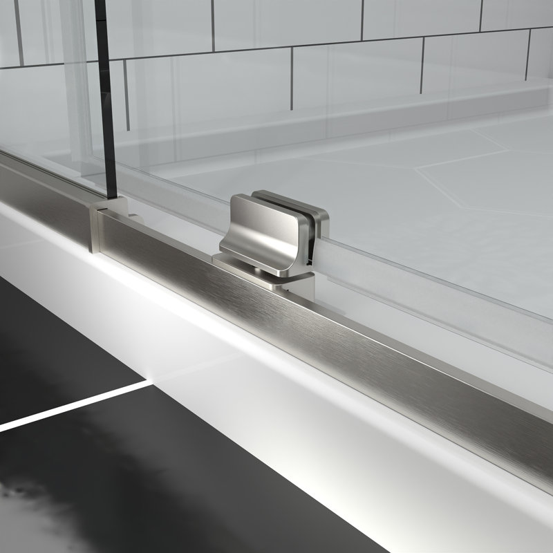 privdr 38"-42" W X 71" H Pivot Swing Semi-Frameless Shower Door with 1/4" Tempered Clear Glass, Brushed Nickel