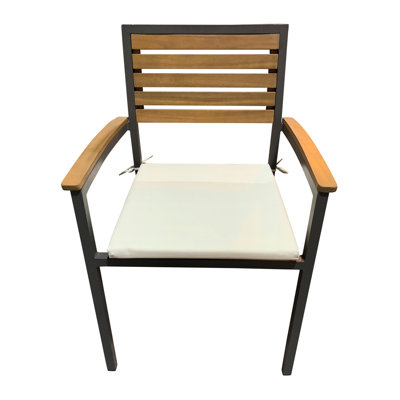 Chaise de patio empilable avec coussin en acacia Boca Grande