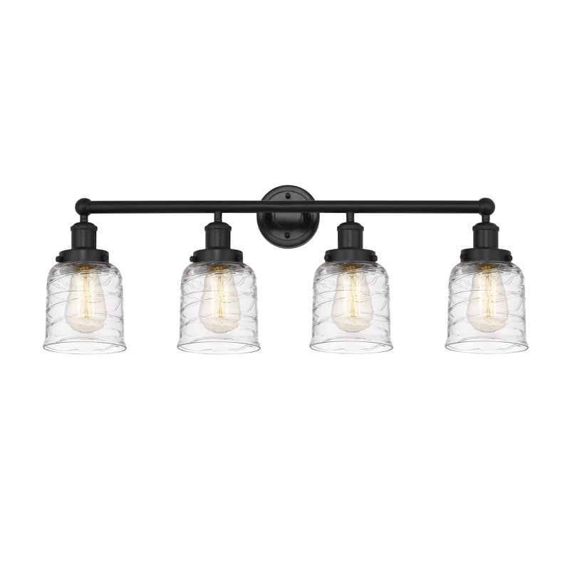 Éclairage pour meuble-lavabo à 4 lumières à intensité variable Asheton, Tourbillon déco transparent, Noir mat