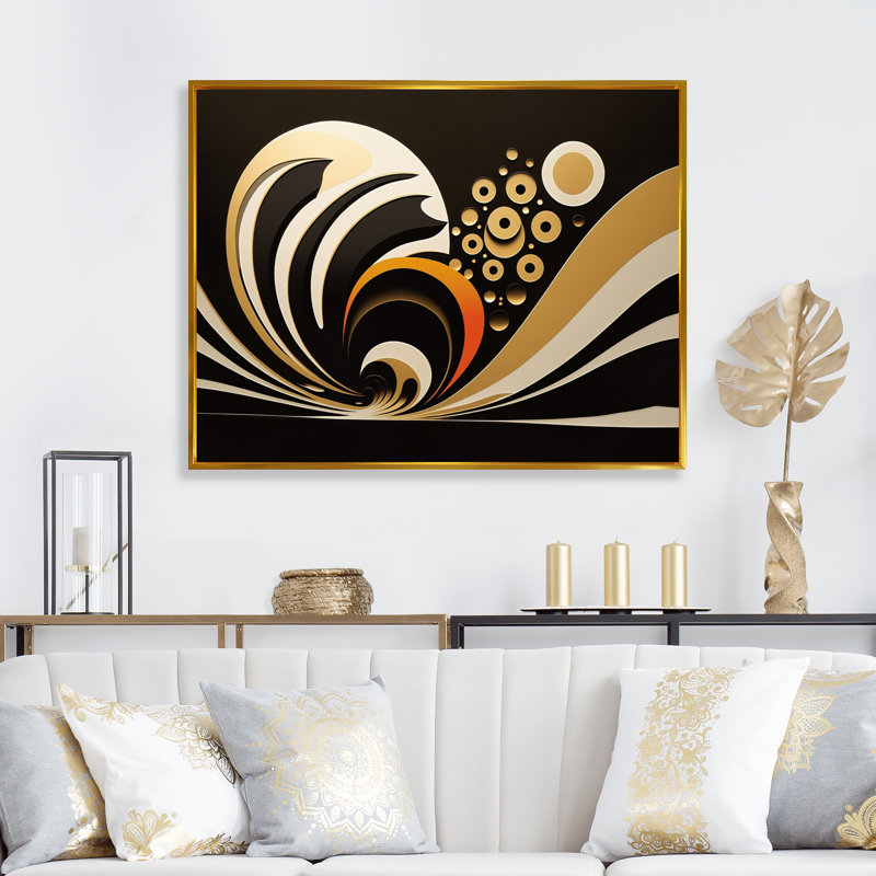 «Kincso Golden Circular Universe V», reproduction sur toile, L 20 po x H 12 po, Cadre flottant doré