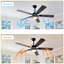 Ventilateur de plafond 52 pouces avec lumière et télécommande, 5 pales en bois massif