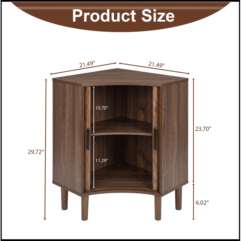 Armoire d'angle avec portes coulissantes et tablettes réglables