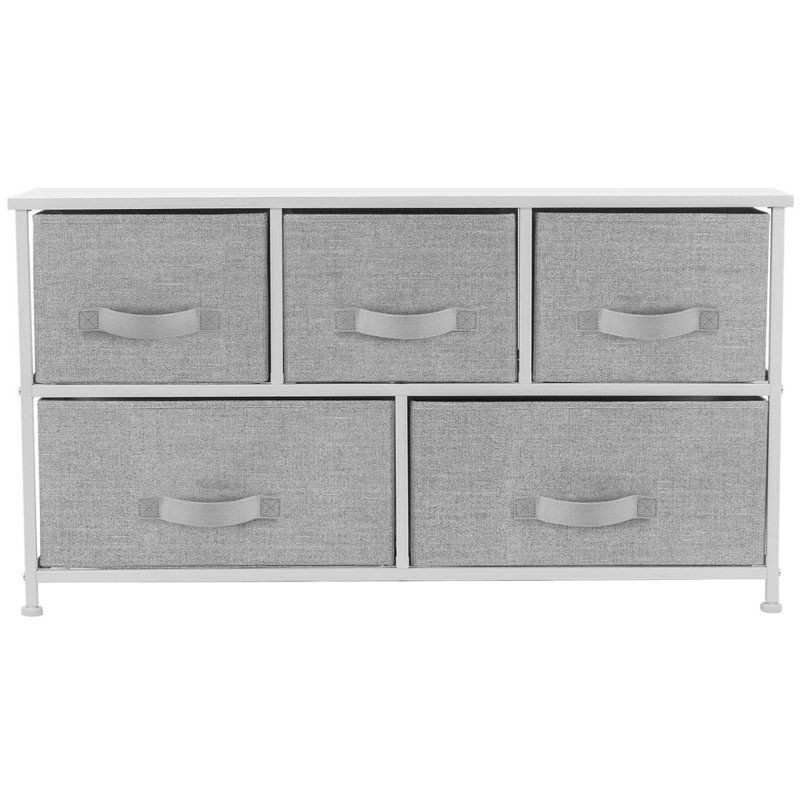 Commode à 5 tiroirs avec cubes de rangement, Blanc