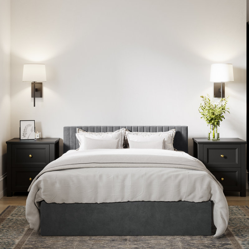 Berlin Upholstered Ottoman Storage Bed, Grey, Double (4'6)