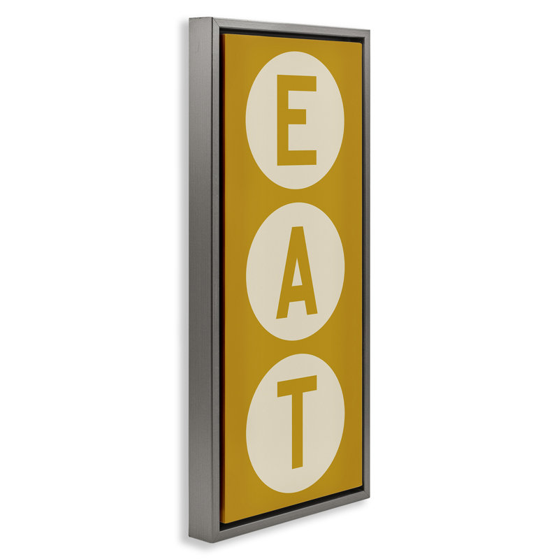 Enseigne rétro «Eat», Cadre flottant gris lustré, H 25 po x l 11 po