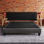 Base de lit simple gris foncé avec tissu en lin rembourré - Assemblage facile -