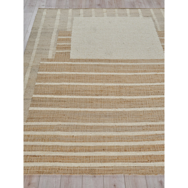 Pompano flatweave Wool/Jute Ivory/Beige Area Rug, 8'X10'