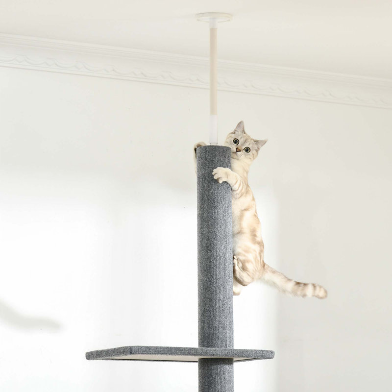 Floor-To-Ceiling Cat Tree Cat Climbing Tower With Sisal-Covered Scratching Posts Natural Cat Tree Activity Center For Kittens Cat Tower Furniture