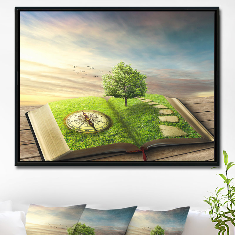 «Book of Life with Greenery», impression, H 12 po x l 20 po x P 1 po, Cadre flottant