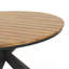 Table de salle à manger d'extérieur, plateau en teck et pieds en métal noir