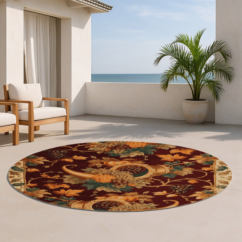 Tapis d'intérieur et d'extérieur brun français, Rond 5 pi