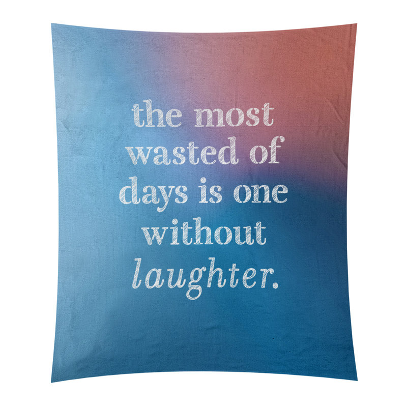 Tapisserie en polyester pour citation de rire, H 104 po x l 88 po, Bleu / rose