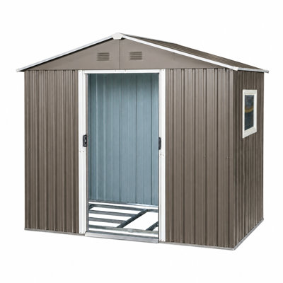 Metal Storage Shed – Lockable Double Doors, Sloped Roof & Ventilation, Weatherproof Outdoor Garden Storage for Backyard & Patio