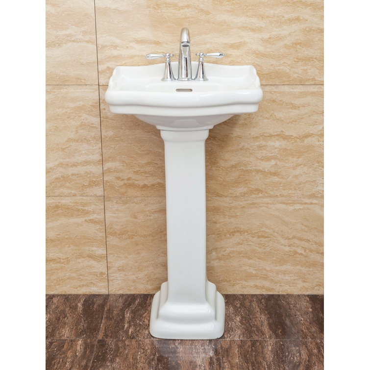 Roosevelt 27.5" Tall Vitreous China Oval Pedestal Bathroom Sink with Overflow
