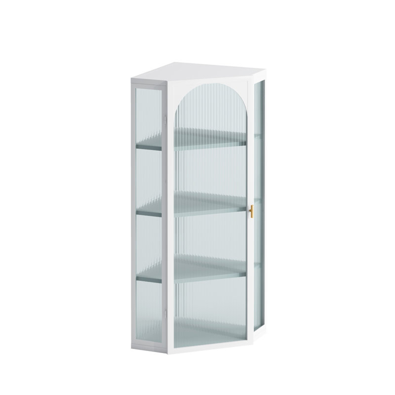 Armoire de coin murale à porte en verre avec rangement à quatre niveaux pour une utilisation polyvalente dans la maison et une utilisation efficace de l'espace
