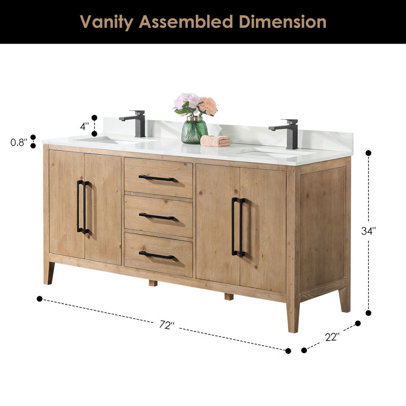 Meuble-lavabo en bois manufacturé et gris Griselde, Sapin vieilli