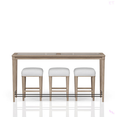 Frosted Glass Console Table With 3 Stools