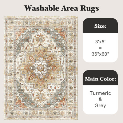 Malila Machine Washable Non-Slip Area Rug 