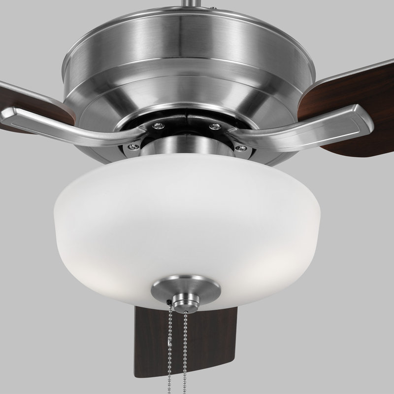 48'' Ceiling Fan with LED Lights, Silver/American Walnut, Brushed Steel