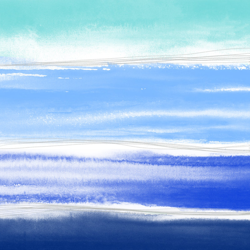 Sqaucoastal Watercolor - Wrapped Canvas Painting, 30cm H x 30cm W x 3.8cm D