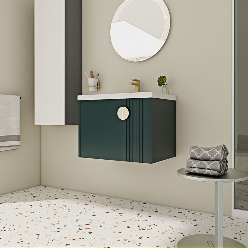 Ensemble de meuble-lavabo simple 23,80 po avec plateau en céramique, Vert, 28"