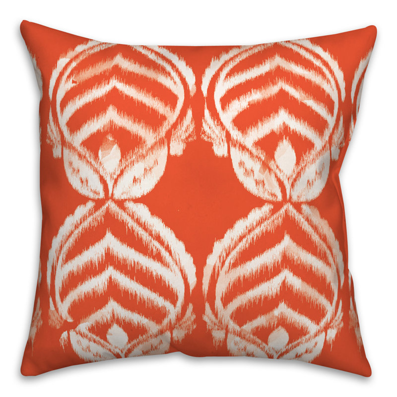 Orange and White Leaf Pattern 20x20 Spun Polyester Pillow