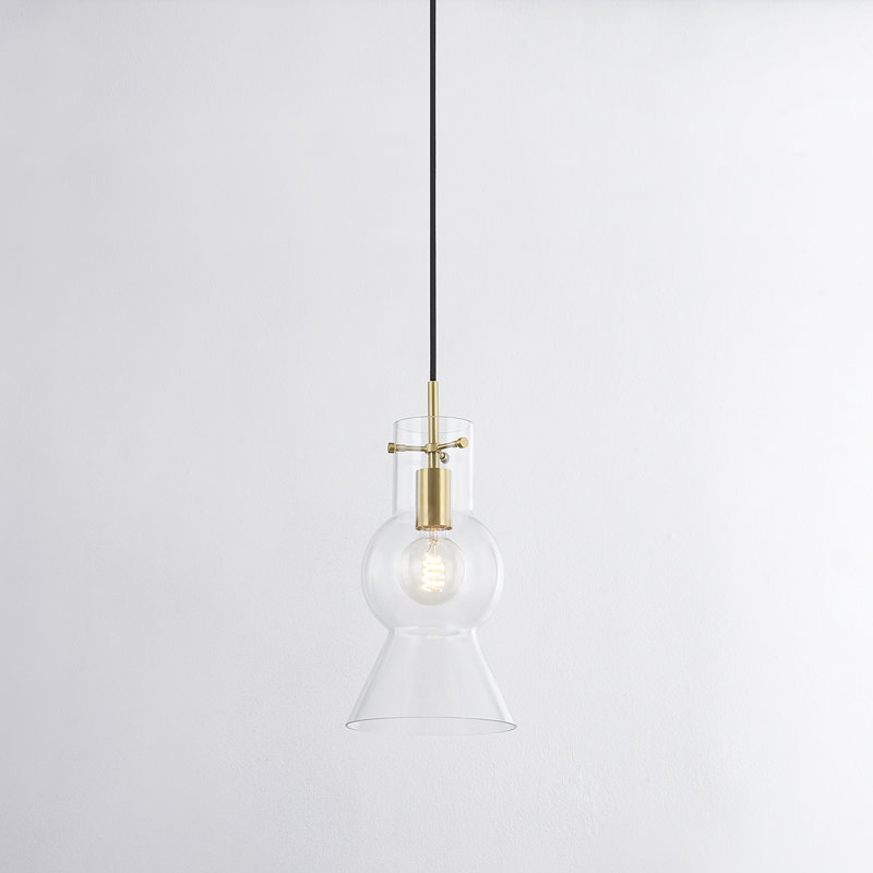 Luminaire suspendu 1 lumière Mirabel, Laiton vieilli, H 15,5 po x l 7,5 po x P 7,5 po