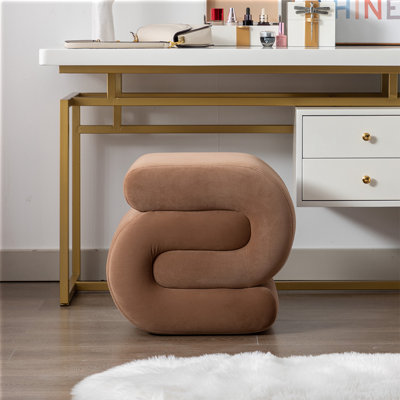 S-shape Velvet Fabric Ottoman Makeup Stool Footstool