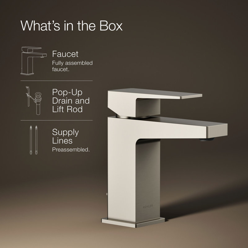 Kohler Honesty Single-Handle Bathroom Faucet with Pop-Up Drain Assembly, One Hole Bathroom Sink Faucet, 1.2 gpm