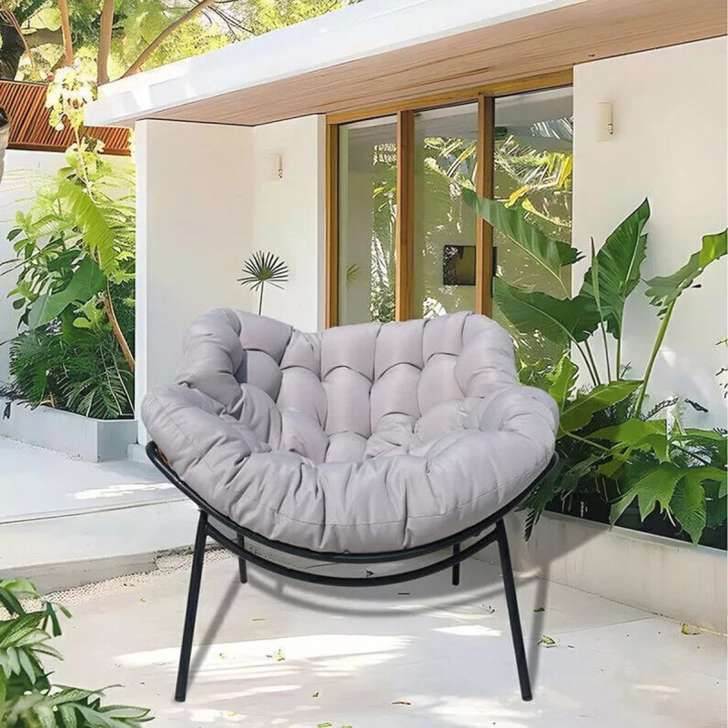 Fauteuil Papasan surdimensionné avec coussin épais, méridienne en rotin pour l'intérieur et l'extérieur