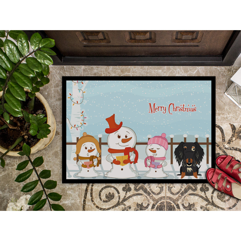 Paillasson Burlap Merry Christmas Carolers, Rectangle 1 pi 6 po x 2 pi 3 po