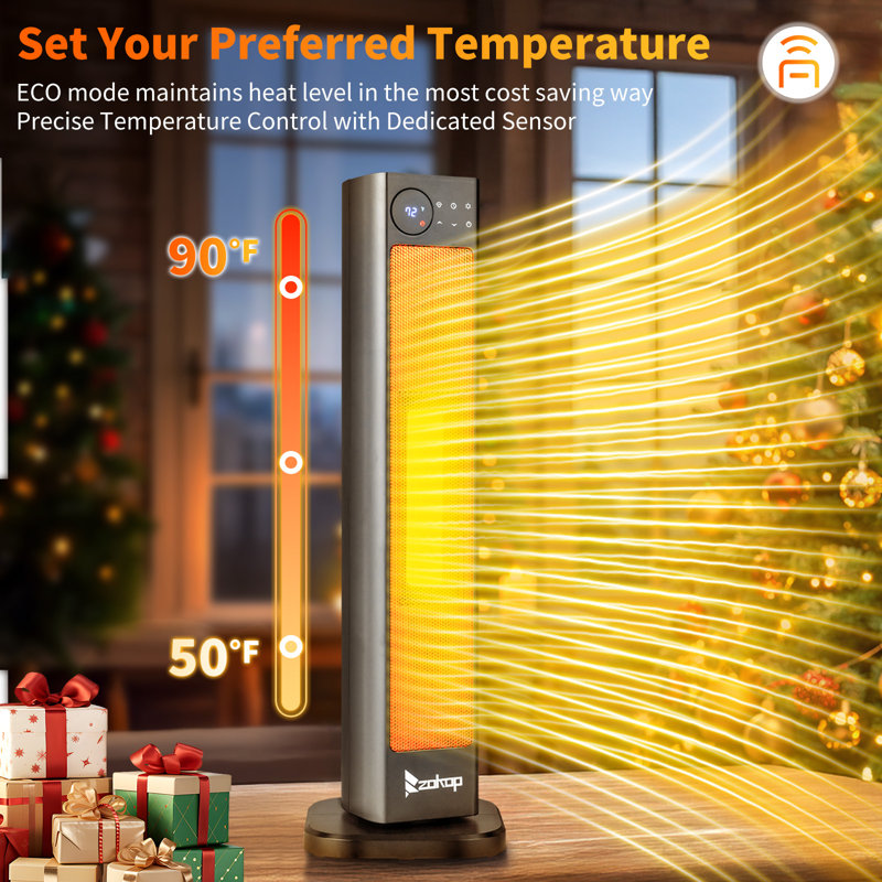 1500-Watt 30 In. Indoor Electric Tower Ceramic Fan Space Heater With Remote Control