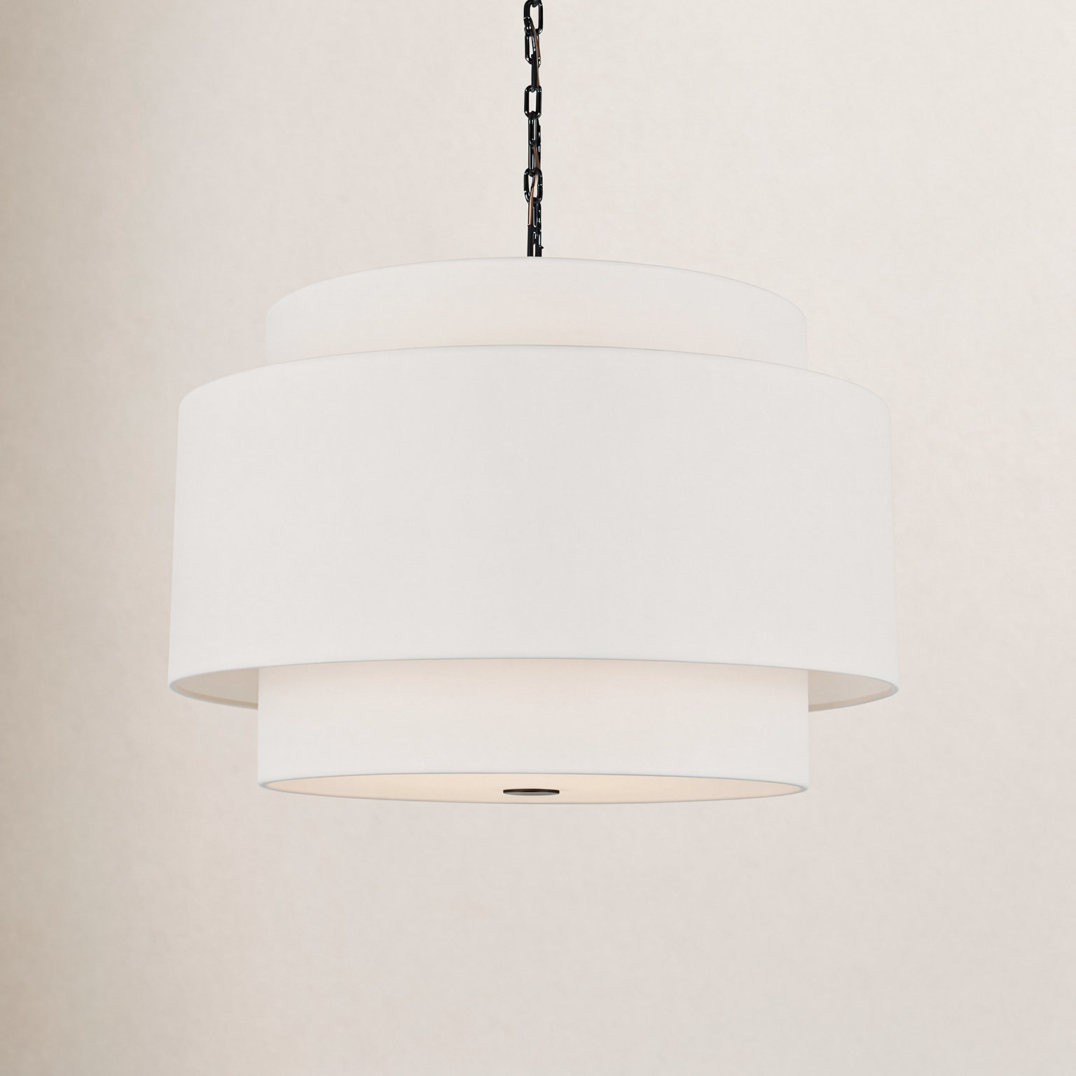Linen Steel Dimmable Pendant, 22.75" H x 32" W x 32" D, Midnight Black, 4