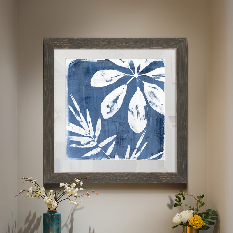 Tropical Indigo impressions II-reproduction d’art, H 27,5 po x l 27,5 po x P 1,5 po, Cadre en papier gris