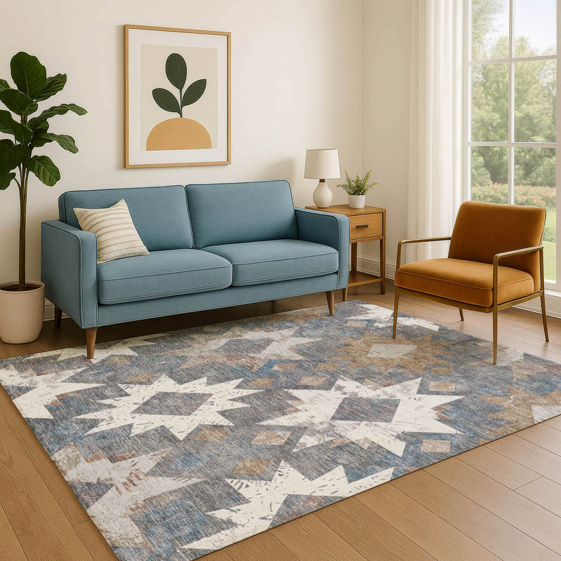 Premium Machine Washable Fairwood AMF1879 Aztec Rug, Rectangle 8' x 10'
