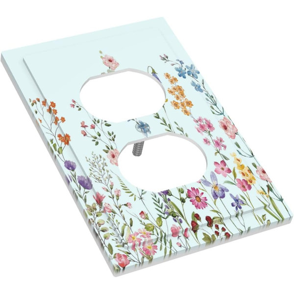 MAXAYA Rustic Wild Floral Vintage Blue Watercolor Flower 1 Gang Outlet ...