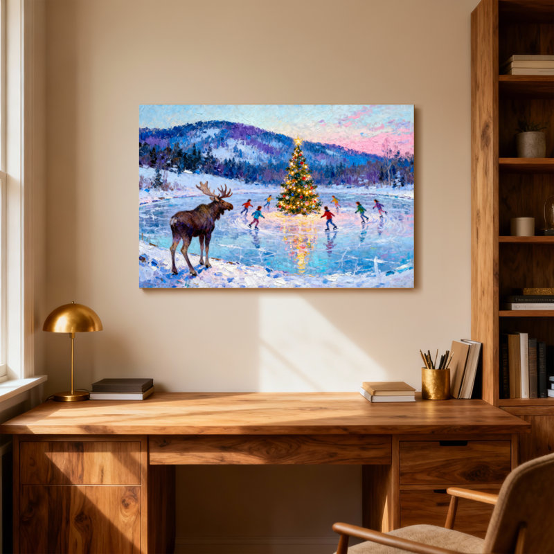 Arbre de Noël, patin à glace, H 28 po x l 40 po