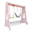 Lits cabane jumeaux en métal avec balançoire, acier blanc, maisonnette de jeu moderne pour enfants