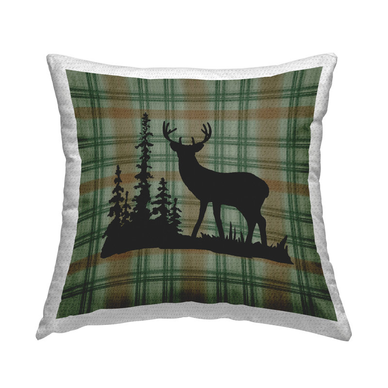 Coussin extérieur à imprimé alternatif Squares, Vert / carreaux bruns