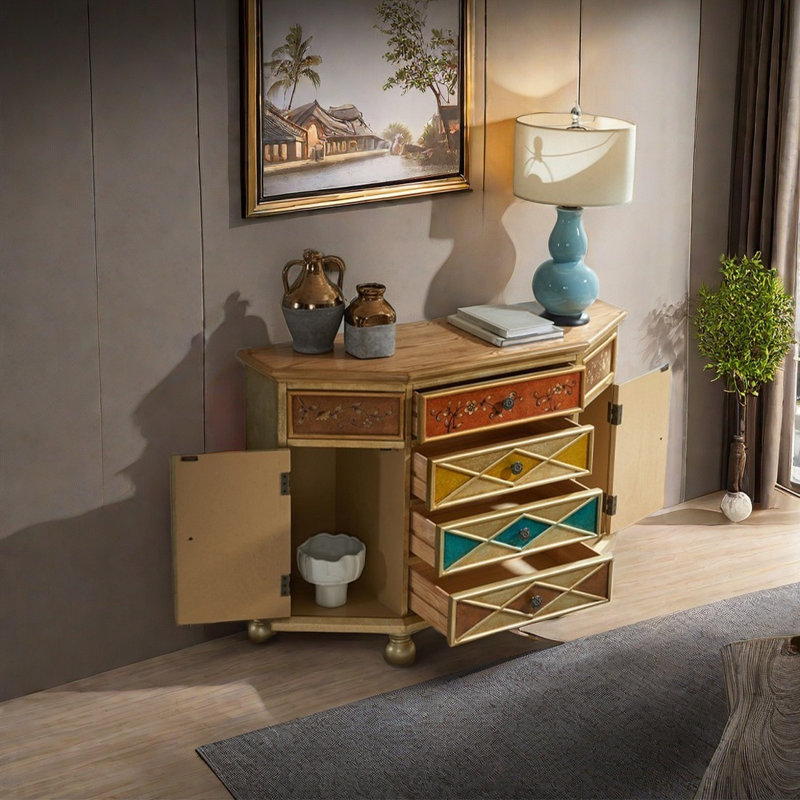 American style multi-functional accent cabinet, Champagne Gold