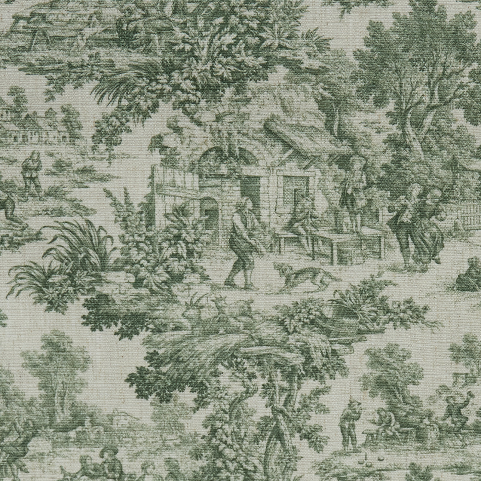 Murphy Toile Print Blackout Curtain, 50" W x 108" L, Green, Double Lining