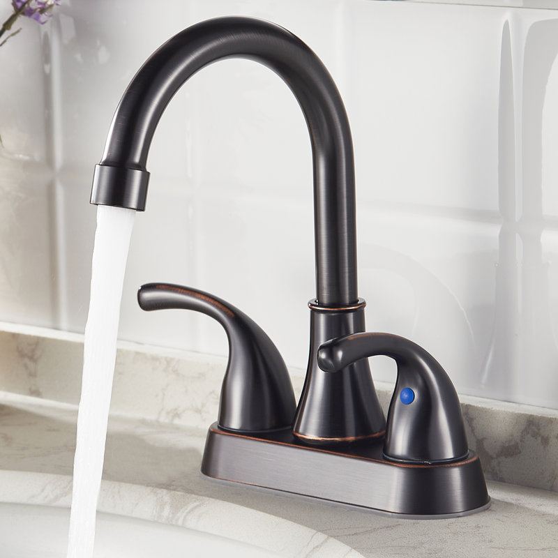 Oil Rubbed Bronze 4-Inch Centerset Bathroom Faucet with Pop-Up Drain